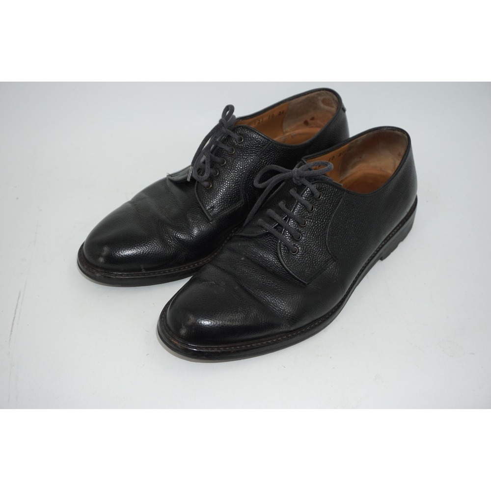 Salvatore Ferragamo Black Leather Shoes Derby Pebble Grain Men's Size 10 2E